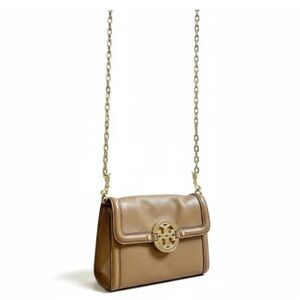 Tory Burch Tan Leather Crossbody with Gold Chain